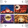 Pwsap 4 tovagliette Happy Halloween con fantasma, zucca e pipistrello, lavabili in lino per tavolo da pranzo, decorazioni per feste in casa e in casa