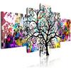 DekoArte 510 - Quadri moderni Stampa di Immagini Artistica Digitalizzata | Tela Decorativa Per Soggiorno o Stanza da letto | Stile Astrazioni Arte Albero della Vita Gustav Klimt | 5 Pezzi 180 x 85 cm