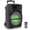 Pyle Speaker Bluetooth Portatile, Altoparlante Amplificato Portatile, Ricaricabile da 1200 Watt con Ingresso USB SD MP3 AUX da 0,35 cm, Luce da Festa Lampeggiante e Radio FM