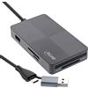 InLine USB 3.2 Multi Card Reader Hub, lettore di schede, per SD/TF/MS/XD/CF, 3 porte USB-A, 5 Gb/s, Dual USB-C/A, funzione OTG, compatibile con Android/Windows/Mac OS/Linux, 66772F