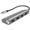 LogiLink UA0309 hub USB 3.1 per PC/laptop, 4 porte Alloggiamento in alluminio Argento