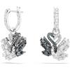 Swarovski Swan Orecchini Pendenti, Gioielli a Buco con Pavé di Cristalli e Zirconia Black e White Swarovski, Tagli Round e Marquise, Mix di Finiture, 2,5 x 1,4 cm; peso (singolo orecchino) 2,3 g