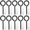 HATANSE 10 Pezzi Occhielli a Vite per Legno, M6 x 80 mm Pesante Ganci Avvitabili in Acciaio Inox, Grandi Ganci A Vite Con Occhiello per Amache Tende da Sole Cavo Fisso Fioriera, Neri