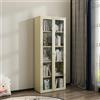 Dmora Vetrina Mango, Credenza espositiva, Vetrinetta Multiuso, Madia da Soggiorno, 70x35 h180 cm, Panna