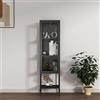 Dmora Vetrina Prugna, Credenza espositiva, Vetrinetta Multiuso, Madia da Soggiorno, 42x35 h160 cm, Ardesia