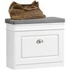 SoBuy Scarpiera Salvaspazio Slim con Seduta - Panca Scarpiera da Ingresso Contenitore in Legno, Mobile Scarpiera Ingresso per Scarpe, Regolabile, 60x24x51 cm, Bianco, FSR82-K-W
