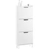 SoBuy Scarpiera Salvaspazio Slim da Ingresso Mobile Portascarpe con 3 Ante a Ribalta Regolabili in Legno Armadio Scarpiera Alta e Stretta per Corridoio, 50x19x130 cm，Bianco, FSR177-H-W