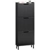SoBuy Scarpiera Salvaspazio Slim da Ingresso Mobile Portascarpe con 3 Ante a Ribalta Regolabili in Legno Armadio Scarpiera Alta e Stretta per Corridoio, 50x19x130 cm，Nero, FSR177-H-SCH