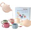 Smartwo Set da Tè in Silicone per Bambini Bambina, Giochi Acqua Bambini, Accessori Cucina Giocattolo, Set Tazza e Teiera Giocattolo, Regalo Bimba Bimbo 1 2 3 4 Anni