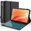 FOGARI Custodia con Tastiera per Lenovo idea Tab Pro 12.7, Tastiera Bluetooth Retroilluminata a 7 colori, 360° Custodia Protettiva dal Design Sottile, Compatibile con Lenovo Tab P12 12.7 2025, Nero