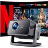 WOLFANG 28000 Lumen Mini proiettore 4K【Netflix Ufficiale & Autofocus/Correzione Trapezoidale】, WiFi 6 Proiettore Portatile con Bluetooth, Videoproiettore Home Cinema con Staffa a 180° per 300 Schermo