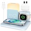 COLSUR Caricatore 5 in 1 Wireless per Apple Stazione di Ricarica Rapida per iPhone 17/16/15/14 AirPods iWatch Samsung Lampada da comodino touch senza fili 3 funzioni sveglia stazione di ricarica 15W