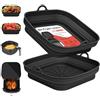 Alyvisun 2 Pezzi Teglie per Friggitrice ad Aria, Teglia in Silicone per Air Fryer, Riutilizzabile Quadrato Accessori Friggitrice ad Aria per Airfryer, Microonde, Forno (Nero)