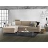 Talamo Italia - Divano fisso con penisola Grazia, Sofà ad angolo con penisola contenitore Sinistra, Braccioli standard, 100% Made in Italy, Cm 280x95h90, Beige