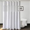 UFRIDAY Tenda da doccia in tessuto a nido d'ape con finestra a rete, tenda da bagno decorativa resistente con motivo piqué bianco, lussuosa, impermeabile, 183 x 183 cm