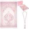 YYTECH Tappeto da preghiera con perline di preghiera, musulmano, morbido, per donne e uomini, set regalo per Ramadan Eid Bayram(rosa)