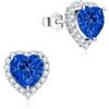 Dada Gioielli - Orecchini Argento 925 Cuore 11mm Punto Luce Con Zirconi Brillanti (Blu Zaffiro)