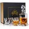 KANARS Caraffa e bicchieri da Whisky in cristallo per Whisky, Scotch, Cognac, Martini, 800 ml, bottiglia con 4 x 300 ml, bicchiere da Whiskey, 5 pezzi, bella scatola Cadea