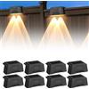 BORDEAG Lampade Solari Per Giardino Esterno: 8 Pezzi Lampade Solari Impermeabili, Illuminazione LED Per Scale Esterni, Applique Murale IP65 Per Vialetto Giardino Terrazza Recinzione (Nero)