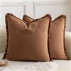 Mandioo 2 Pezzi Cotone neutro nappe Copricuscini Confortevole e morbido Fodere per Cuscino Camera da letto Soggiorno Divano Arredo per la casa decorare 60x60cm Marrone