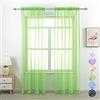 GYROHOME Tenda semplice in voile con tasca per canna, filtro della luce solare, in poliestere, trasparente, per soggiorno, camera da letto, patio, set da 2 pannelli, verde, 100 x 200 cm