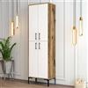 Dmora - Scarpiera Mimosa, Mobile portascarpe, Armadio da ingresso multiuso, Mobiletto per calzature, 60x35h200 cm, Noce e Bianco