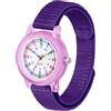 Brecjon Orologio da polso per bambini e ragazze, orologio da polso analogico al quarzo, cinturino in nylon, varianti rosa, viola, turchese, viola.