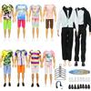 Generic 26 pezzi vestiti per bambole compatibili con Ken: tuta, abbigliamento casual, pantaloni, scarpe, appendiabiti, auricolare, paddle board per bambole da 11,5 e 12 pollici, tema spiaggia