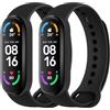 Mugust 2 Pezzi Cinturino per Xiaomi Mi Band 5/ Mi Band 6/Amazfit Band 5, Cinturino Silicone di Morbido Traspirante di Colorati Solo per Xiaomi Mi Band 6/5, Amazfit Band 5 (Nero+Nero)