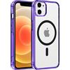 Coiwxmoi Custodia per iPhone 12 mini Cover Compatibile con MagSafe, Custodia TPU Morbida Trasparente con Anello Magnetico, Anti-Impressioni Digitali Backcover, Anti-Scivolo Anti-Urto Case, Viola