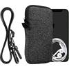 kwmobile Custodia in Neoprene con Zip per Smartphone - Portacellulare a Tracolla - Porta Cellulare da Collo Universale - Borsa Cover Telefono antracite/bianco