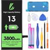 LL TRADER Batteria per iPhone 13, 3800mAh Batteria ai polimeri di litio ad alta capacità con strumenti di riparazione New
