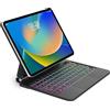 FOGARI Custodia Tastiera Bluetooth per iPad 10ª Generazione 10.9 2022 - Magic Keyboard Retroilluminazione Design Magnetico Galleggiante con Touchpad Multitocco, Nero