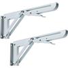 Sumnacon Staffe pieghevoli robuste per mensole, resistenti, in metallo bianco, triangolari, da tavolo, panca, 25,4 cm, 2 cerniere pieghevoli per mensole, montaggio a parete, carico massimo 59,9 kg