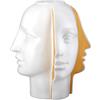 GILDE Vaso facciale - ceramica - bianco - altezza 28 cm x diametro 23 cm - design viso - effetto 3D - vaso impermeabile per fiori