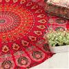Popular Handicrafts - Arazzo rotondo da appendere al muro, in tessuto ombré, stile hippie, bohémien, hippy, intricato indiano, tovaglia 127 cm, rosso e giallo