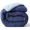 ViscoSoft Trapunta reversibile per tutte le stagioni, per letto doppio/matrimoniale, XL, in morbida microfibra traspirante, extra lunga, colore: azzurro/blu navy