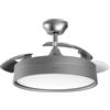 Cecotec Ventilatore da soffitto con luce e pale retrattili Energysilence Aero 4200 Invisible Steel. Motore CC 30 W, diametro di 42, timer, 6 velocità, telecomando, modalità inverno-estate, in acciaio