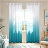 KOUFALL Tende color foglia di tè, lunghezza 213 cm, per camera da letto, set di 2 pannelli, sfumate blu acqua, turchese, con occhielli, tende trasparenti per finestra, da spiaggia, per soggiorno, sala da