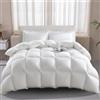 Wellos Piumone in piuma d'oca, 100% cotone, per letto matrimoniale, 1000 fili, cotone 750+ Fill-Power, per tutte le stagioni, con 8 linguette angolari + scatola deflettore 3D extra soffice, per letto