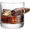 CSXMONEY 1 bicchiere con porta sigari, bicchiere da whisky alla moda, per gli amanti dei sigari e delle sigarette
