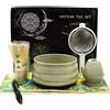 ROTKUSZ 7 Pezzi Matcha Kit Fruste, Matcha Whisk Set, Japanese Tea Set, Ciotola Matcha, Portacucchiaio, Porta Frullino, per Gli Amanti Della Cultura Giapponese del Matcha, per Cerimonia del Tè (Verde)