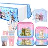 LSJDEER Forniture per feste a forma di gatto, stoviglie per feste di gatto, piatti da dessert, bicchieri, tovaglioli, cannucce per gattini, decorazioni per compleanni, baby shower, 20 pezzi