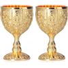 Cyrank Calice d'oro da 2 pezzi, tazza di vino in rilievo in metallo vintage Calice fatto a mano Tazza da liquore di vino in rilievo Bicchiere da colpo per cucina, casa, bar(Oro)