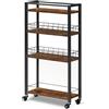 HOOBRO Carrello da Cucina a 4 Ripiani, Carrello di Servizio Stretto e Multifunzione, con Ruote e Cestelli in Rete, per Cucina, Bagno, Sala da Pranzo, Lavanderia, Marrone Vintage e Nero EBF17TC01
