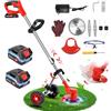 Lacoco Decespugliatore Elettrico a Batteria Tagliabordi Elettrico con 2 1.5Ah Batterie, Ruote Rimovibili, Decespugliatori da Giardino Altezza Regolabile per Prati,Testa Girevole 90° per Giardino Potatura