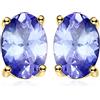 JewelryPalace Orecchini Dorati a Bottone Donna Argento 925 con Tanzanite Blu, Piercing Orecchini a Lobo Donna con Pietra a Taglio Ovale, Stud Placcati in Oro Set Gioielli