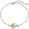FANCIME Amore Rosa Cuore Bracciale in Argento Sterling 925 Topa Giallo Bracciale Novembre Birthstone Naturale Citrino Bracciale Compleanno di Natale Anniversario Presente per le Donne