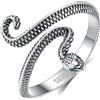 EUDORA Harmony Ball Anello a Forma di Serpente in Argento Sterling S925 per Uomo e Donna, Anello Aperto Regolabile Delicato Gioiello Gotico Ideale Come Regalo