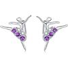 AOBOCO Orecchini ballerina, gioielli in argento sterling con pietre portafortuna, regali a tema ballerina per ragazze, adolescenti e donne(Viola)